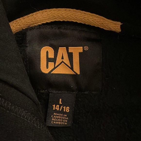 Caterpillar black hoodie sweatshirt, kids size L 14-16 - Picture 2 of 6